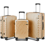 CASELLY Luggage sets 3 piece with Spinner Wheels, PC Hard Shell Travel Luggage, Carry On suitcase with TSA Lock,YKK Zippers,Charcoal Metallic (Gold, 3 Piece Sets(20/24/28))