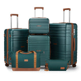 CASELLY Luggage Sets 6 Piece with Spinner Wheels, Lightweight Hardshell Suitcase Set with TSA Lock, Carry On Checked Luggage Set with YKK Zippers (Dark Green, 6 piece sets（14/20/24/28/DB/TB）)