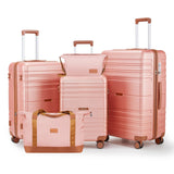 CASELLY Luggage Sets with spinner wheels, PC+ABS Hard Shell Travel Luggage,Lightweight Carry - on suitcases with TSA Lock,YKK Zippers (Pink, 5 piece sets(20/24/28/DB/TB))