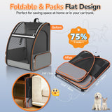Cat Backpack Carrier Expandable for Outdoor - Foldable Cat Backpack with Breathable Mesh for Small Dog Puppy Kitten Up to 15 lbs - Soft - Sided Pet Carrier for Travel Hiking Camping (Gray)