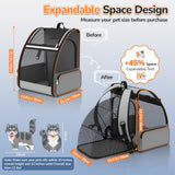 Cat Backpack Carrier Expandable for Outdoor - Foldable Cat Backpack with Breathable Mesh for Small Dog Puppy Kitten Up to 15 lbs - Soft - Sided Pet Carrier for Travel Hiking Camping (Gray)
