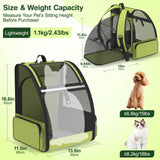 Cat Backpack Carrier for Travel Hiking: Expandable Foldable Breathable Mesh Soft Sided Ergonomic Design Small Dog Puppy Kitty up to 15lbs Camping Outdoor Green