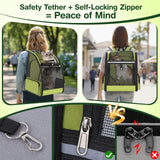Cat Backpack Carrier for Travel Hiking: Expandable Foldable Breathable Mesh Soft Sided Ergonomic Design Small Dog Puppy Kitty up to 15lbs Camping Outdoor Green