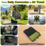 Cat Backpack Carrier for Travel Hiking: Expandable Foldable Breathable Mesh Soft Sided Ergonomic Design Small Dog Puppy Kitty up to 15lbs Camping Outdoor Green