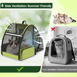 Cat Backpack Carrier for Travel Hiking: Expandable Foldable Breathable Mesh Soft Sided Ergonomic Design Small Dog Puppy Kitty up to 15lbs Camping Outdoor Green