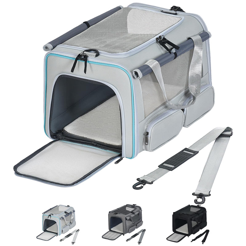Cat, Dog Carrier for Pets up to 15 lbs, Soft - Sided Collapsible Pet Carrier with Upgraded Sturdy Base, Privacy Curtain and 2 Storage Bags, Cat Bag for Medium Cats and Small Dogs