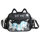 Cat Ita Bag Pin Display Kawaii Backpack for School PU Shoulder Crossbody Bag for Girls Y2k Purse with Insert (Small-black) | Backpacks4Less