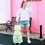 CCJPX Rolling Backpack for Girls Women, 21 inch Roller Wheels School Bookbag, Wheeled Suitcase Backpacks with Lunch Bag for Teen - Green