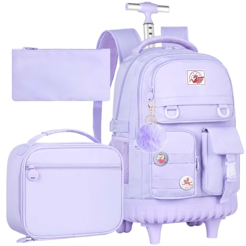 CCJPX Rolling Backpack for Girls Women, 21 inch Roller Wheels School Bookbag, Wheeled Suitcase Backpacks with Lunch Bag for Teen - | Backpacks4Less
