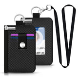CCUMI Minimalist RFID Blocking Small Wallet with ID Window,WaterResistant Zip Id Case Wallet with Lanyard Keychain for Cards,Cash,Travel,Women,Men (Black)