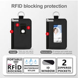 CCUMI Minimalist RFID Blocking Small Wallet with ID Window,WaterResistant Zip Id Case Wallet with Lanyard Keychain for Cards,Cash,Travel,Women,Men (Black)
