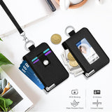 CCUMI Minimalist RFID Blocking Small Wallet with ID Window,WaterResistant Zip Id Case Wallet with Lanyard Keychain for Cards,Cash,Travel,Women,Men (Black)