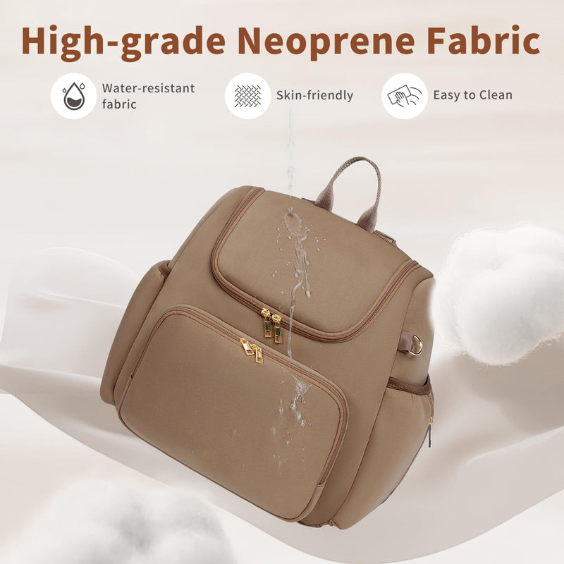 CEI - CEI Neoprene Diaper Bag Backpack Stylish Baby Maternity Bags Travel Tote for Mom with Insulated Pockets, Changing Pad, Stowable Shoulder Strap