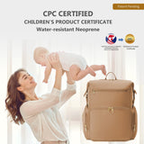 CEI - CEI Neoprene Diaper bag Backpack Waterproof Baby Changing Bags for Mom and Dad with Changing Pad Large Travel Maternity Tote with Insulated Pockets and Organised Compartments (Oat)