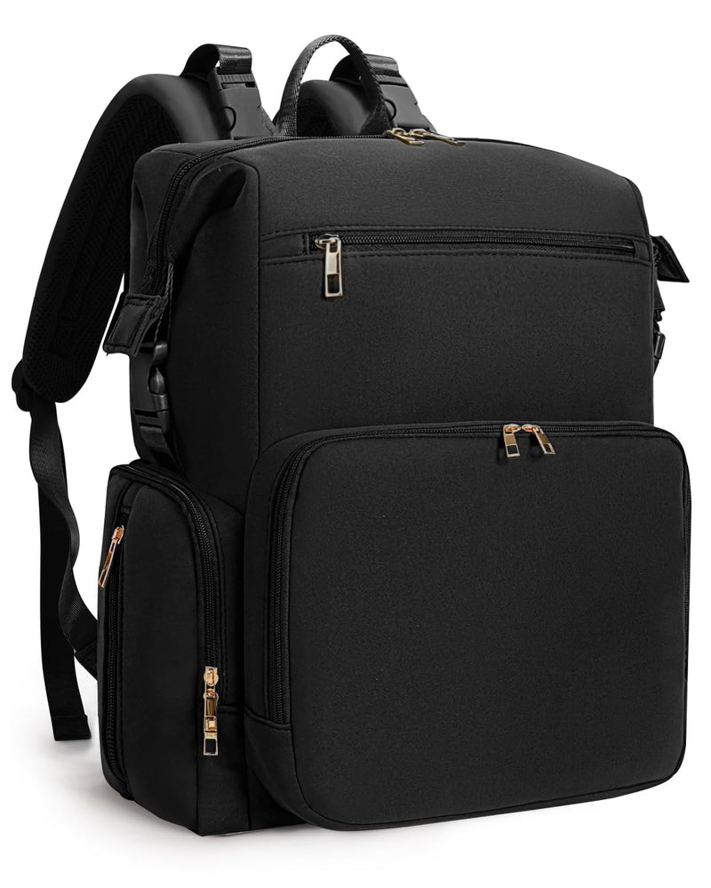 CEI - CEI Neoprene Diaper Bag Backpack with Changing Pad, Large Newborn Baby Maternity Bags Travel Tote with Insulated Pockets (Black)