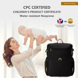 CEI - CEI Neoprene Diaper Bag Backpack with Changing Pad, Large Newborn Baby Maternity Bags Travel Tote with Insulated Pockets (Black)