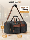 Celvetch Canvas Duffle Bag for Travel 50L Expandable Travel Duffel Bags for Men Women Overnight Weekend Gym Bag with Shoes Compartment - Dark Grey