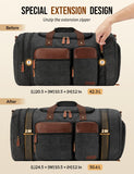 Celvetch Canvas Duffle Bag for Travel 50L Expandable Travel Duffel Bags for Men Women Overnight Weekend Gym Bag with Shoes Compartment - Dark Grey