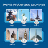 Ceptics 35W Universal Travel Adapter Kit – 2 USA sockets, USB - A, USBC, 1x PD 35W USB - C and USBC Cable, Surge Protected, Plugs for EU, UK, China, AU, Japan - for Laptop, Phone, Camera - ETL Tested