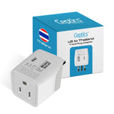 Ceptics Thailand Travel Plug Adapter – Type O Power Adapter with USB-C & A + USA Input – Ultra Compact,3-in-1 Safe Grounded Adapter | Backpacks4Less