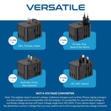 Ceptics Universal Travel Adapter, 45W International Power Adapter with PD & QC 3.0 Dual USB - C, 3 USB Travel Adapter Worldwide, Type I C G A Outlets 110V 220V A/C - EU Euro US UK (11 - KU)