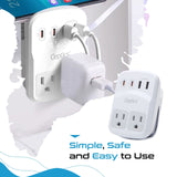 Ceptics World Travel Adapter Kit 2 USB - A, USB - C US Outlets, 20W/QC 18W Power Delivery, Surge Protection, SWADAPT Compatible for Europe, UK, China, Australia, Japan Perfect Laptop (WPS - 5B)
