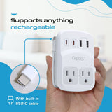 Ceptics World Travel Adapter Kit 2 USB - A, USB - C US Outlets, 20W/QC 18W Power Delivery, Surge Protection, SWADAPT Compatible for Europe, UK, China, Australia, Japan Perfect Laptop (WPS - 5B)