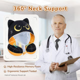 Certified to ASTM & CPSIA Standards–Kids Travel Neck Pillow with Hood,Memory Foam Airplane Pillow,Double - Sided, Cute Design, Cooling Ice Silk & Soft Plush, Adjustable, Portable & Washable for Flights