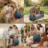 CESAILT Diaper Bag Backpack, Multifunction Waterproof Diaper Bag for Baby, with Diaper Changing Station, Newborn Essentials Must Haves, Baby Portable Bag, Unisex, RGB
