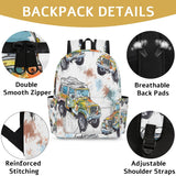 CFERSAN Kids Backpack for Girls Boys School Bookbag Water Resistant Lightweight Travel Bag Adjustable Shoulder Straps Preschool Primary School Toddler Backpack Watercolor Pattern Jeep Car