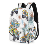 CFERSAN Kids Backpack for Girls Boys School Bookbag Water Resistant Lightweight Travel Bag Adjustable Shoulder Straps Preschool Primary School Toddler Backpack Watercolor Pattern Jeep Car