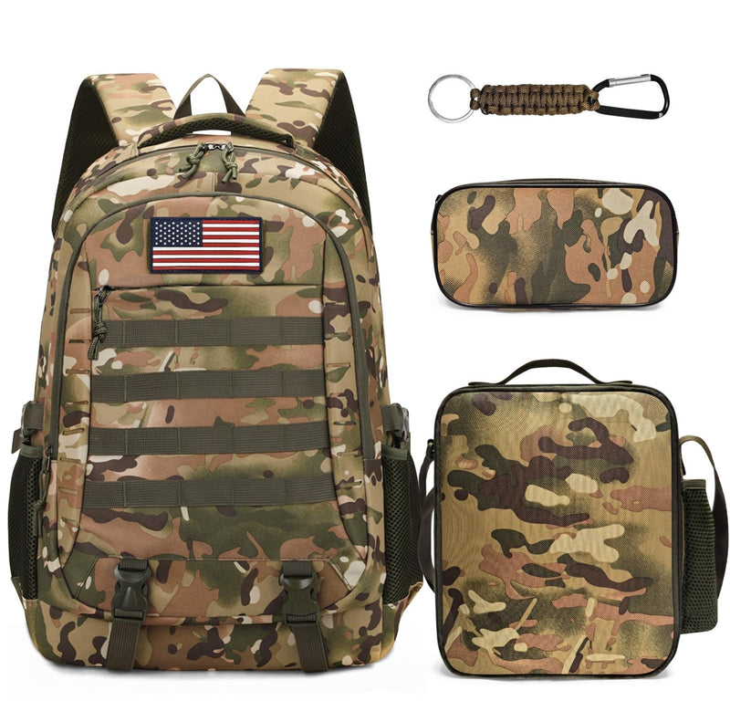 CGYCSY Camo Backpack for Boys backpack for 19'' Students Bookbag for Boy Bookbag and Lunch Box Pencil Case 3 in 1 Set School Bags Children Kids Teens Elementary Middle High School Outdoor Camping
