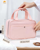 Chakipee Travel Hanging Toiletry Bag for Women - Waterproof Cosmetic Organizer with Clear Window, Lightweight Bathroom Bags for Essentials, Makeup, Shampoo, Toiletries Pink, Medium