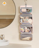 Chakipee Travel Hanging Toiletry Bag for Women - Waterproof Cosmetic Organizer with Clear Window, Lightweight Bathroom Bags for Essentials, Makeup, Shampoo, Toiletries Pink, Medium