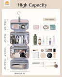 Chakipee Travel Hanging Toiletry Bag for Women - Waterproof Cosmetic Organizer with Clear Window, Lightweight Bathroom Bags for Essentials, Makeup, Shampoo, Toiletries Pink, Medium