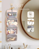 Chakipee Travel Hanging Toiletry Bag for Women - Waterproof Cosmetic Organizer with Clear Window, Lightweight Bathroom Bags for Essentials, Makeup, Shampoo, Toiletries Pink, Medium