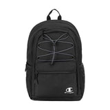 Champion Kids' Bungee Backpack with Padded Straps, Water Bottle Pocket, Carry Handle for Daily Use, Black, One Size | Backpacks4Less