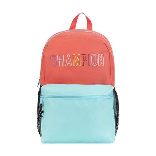 Champion Kids' Merit Backpack with Padded Straps, Water Bottle Pocket and Laptop Compartment for Daily Use, Coral, One Size | Backpacks4Less