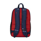 Champion Kids' Merit Backpack with Padded Straps, Water Bottle Pocket and Laptop Compartment for Daily Use, Navy/Champion Red, One Size