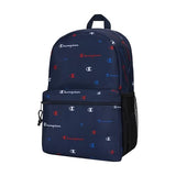 Champion Kids' Merit Backpack with Padded Straps, Water Bottle Pocket and Laptop Compartment for Daily Use, Navy/Champion Red, One Size