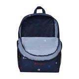 Champion Kids' Merit Backpack with Padded Straps, Water Bottle Pocket and Laptop Compartment for Daily Use, Navy/Champion Red, One Size