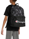 Champion Kids' Merit Backpack with Padded Straps, Water Bottle Pocket and Laptop Compartment for Daily Use, Navy/Champion Red, One Size