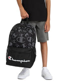Champion Kids' Merit Backpack with Padded Straps, Water Bottle Pocket and Laptop Compartment for Daily Use, Navy/Champion Red, One Size