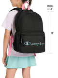 Champion Kids' Merit Backpack with Padded Straps, Water Bottle Pocket and Laptop Compartment for Daily Use, Pink/Black, One Size