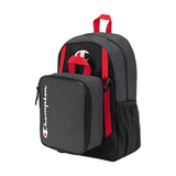Champion Kids' Mode 2-Piece Backpack and Insulated Lunch Box Combo Set with Laptop Compartment, Padded Straps, Water Bottle Pocket for Daily Use, Black Combo, One Size