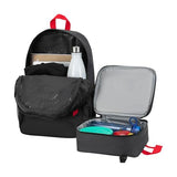Champion Kids' Mode 2-Piece Backpack and Insulated Lunch Box Combo Set with Laptop Compartment, Padded Straps, Water Bottle Pocket for Daily Use, Black Combo, One Size