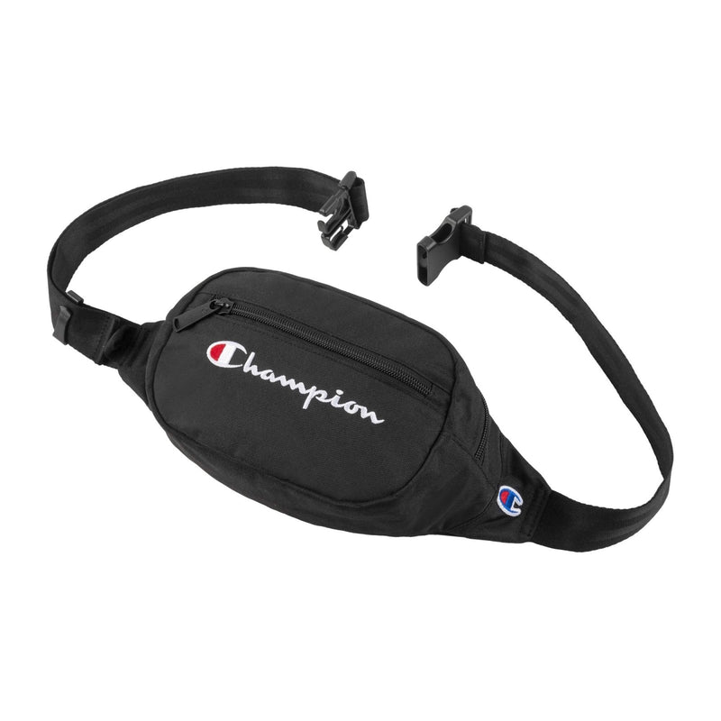 Champion unisex adult Waist Pack, Black/White Logo, One Size US