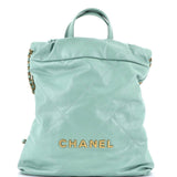 Chanel, Pre - Loved 22 Chain Backpack Quilted Calfskin Medium, Green