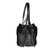 Chanel, Pre - Loved Black Quilted Shearling Paris Hamburg Small Backpack, Black