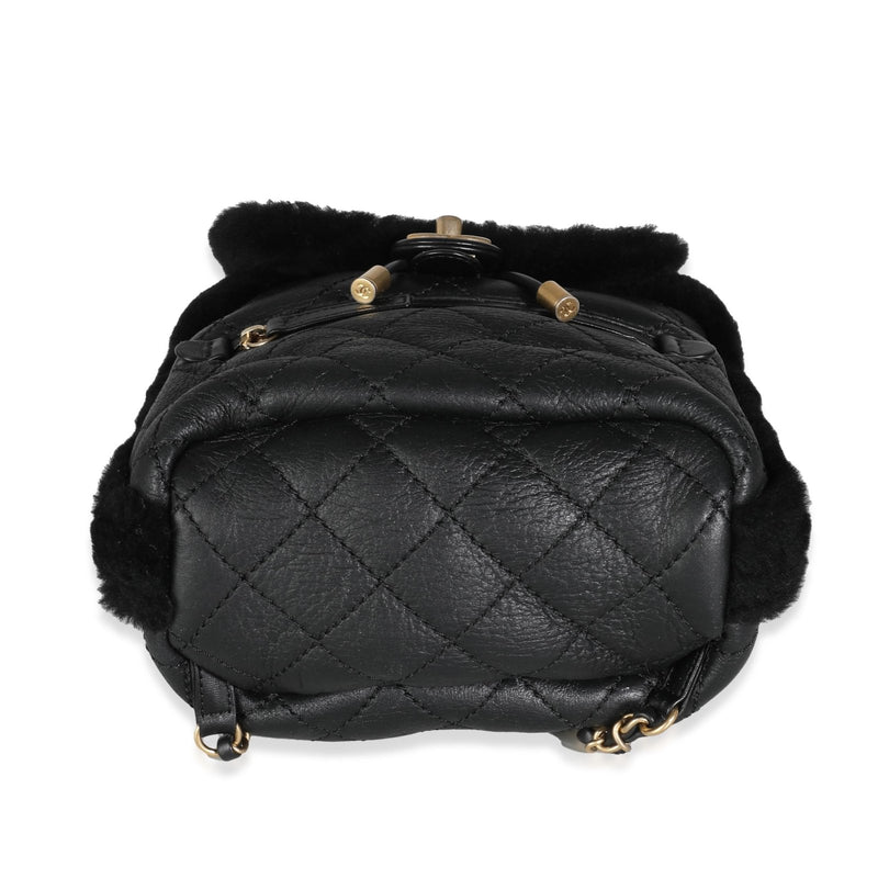 Chanel, Pre - Loved Black Quilted Shearling Paris Hamburg Small Backpack, Black